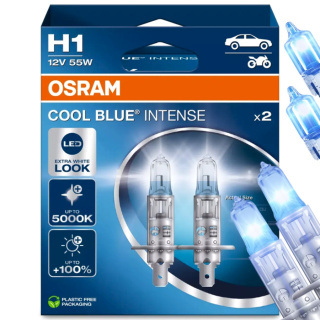 ŻARÓWKI OSRAM H1 COOL BLUE INTENSE 5000K DUOPACK + ŻARÓWKI OSRAM W5W COOL BLUE INTENSE 4000K