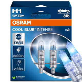 ŻARÓWKI OSRAM H1 COOL BLUE INTENSE 5000K DUOPACK + ŻARÓWKI OSRAM W5W COOL BLUE INTENSE 4000K