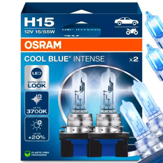 ŻARÓWKI OSRAM H15 COOL BLUE INTENSE 5000K + ŻARÓWKI OSRAM W5W COOL BLUE INTENSE 4000K