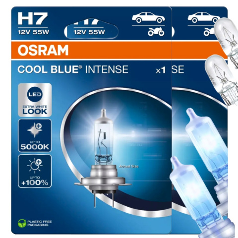 ŻARÓWKI OSRAM H7 COOL BLUE INTENSE 5000K + ŻARÓWKA W5W VISION