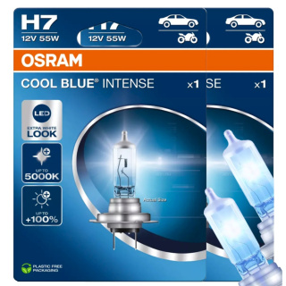 ŻARÓWKI OSRAM H7 COOL BLUE INTENSE 5000K + ŻARÓWKI OSRAM W5W COOL BLUE INTENSE 4000K