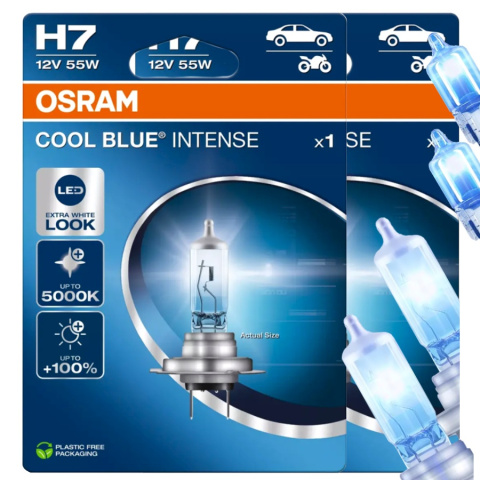 ŻARÓWKI OSRAM H7 COOL BLUE INTENSE 5000K + ŻARÓWKI OSRAM W5W COOL BLUE INTENSE 4000K