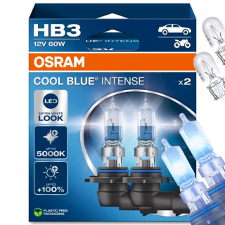 ŻARÓWKI OSRAM HB3 COOL BLUE INTENSE 5000K + ŻAROWKI W5W VISION