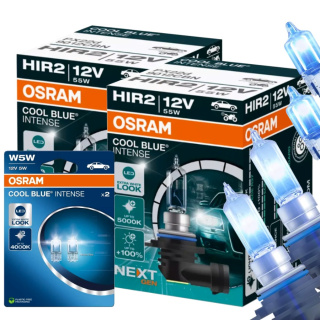ŻARÓWKI OSRAM HIR2 COOL BLUE INTENSE 5000K + ŻARÓWKI OSRAM W5W COOL BLUE INTENSE 4000K