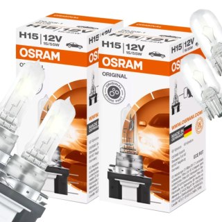 ŻARÓWKI OSRAM H15 ORIGINAL + ŻARÓWKI OSRAM W5W ORIGINAL