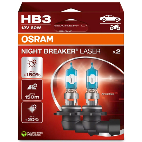 ŻARÓWKI OSRAM HB3 NIGHT BREAKER LASER +150% DUOPACK ŻARÓWKI OSRAM HB3 NIGHT BREAKER LASER +150% DUOPACK