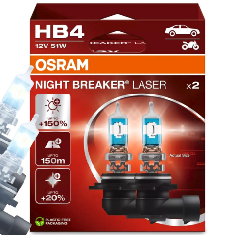 ŻARÓWKI OSRAM HB4 NIGHT BREAKER LASER +150% DUOPACK ŻARÓWKI OSRAM HB4 NIGHT BREAKER LASER +150% DUOPACK