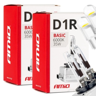 ŻARNIKI AMIO D1R 6000K BASIC + ŻARÓWKI AMIO LED W5W