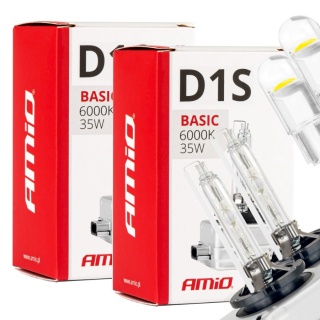 ŻARNIKI AMIO D1S 6000K BASIC + ŻARÓWKI AMIO LED W5W