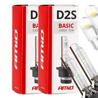 ŻARNIKI AMIO D2S 4300K BASIC + ŻARÓWKI AMIO LED W5W