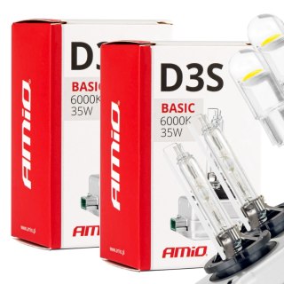 ŻARNIKI AMIO D3S 6000K BASIC + ŻARÓWKI AMIO LED W5W