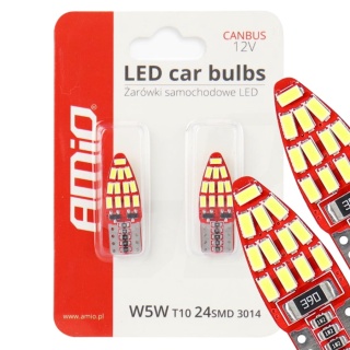 ŻARÓWKI AMIO LED W5W 24SMD 3014 CANBUS