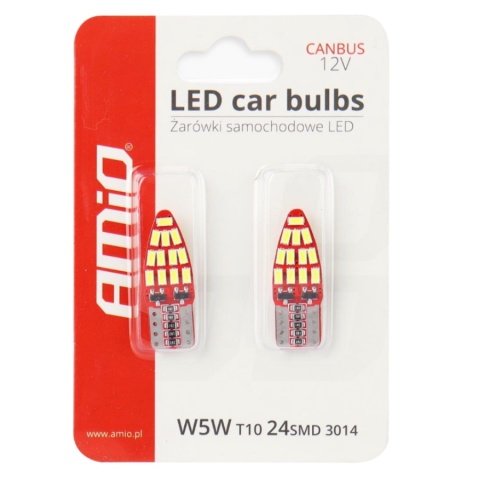 ŻARÓWKI AMIO LED W5W 24SMD 3014 CANBUS