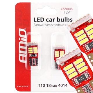 ŻARÓWKI AMIO LED W5W 18SMD 4014 CANBUS
