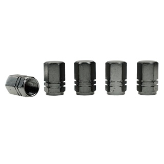 NAKRĘTKI NA WENTYLE, ALUMINIOWE SZEŚCIOKĄTNE, 5 SZT., GUNMETAL