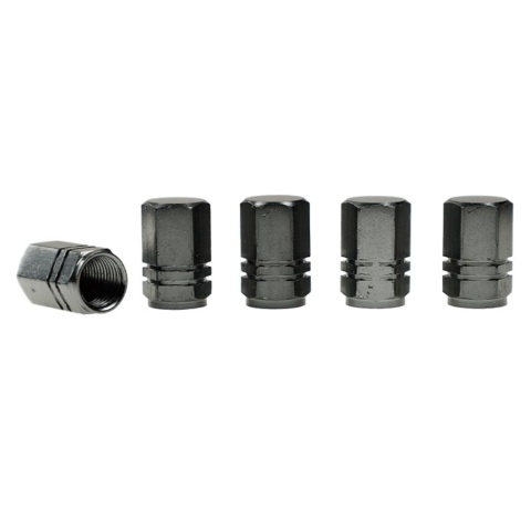 NAKRĘTKI NA WENTYLE, ALUMINIOWE SZEŚCIOKĄTNE, 5 SZT., GUNMETAL