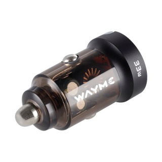 WAYME ŁADOWARKA 12/24V, USB 18W + USB-C PD 33W, Z PIERŚCIENIEM, PRZEZROCZYSTA CZARNA