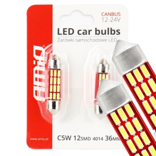 ŻARÓWKI AMIO LED C5W/C10W 36MM