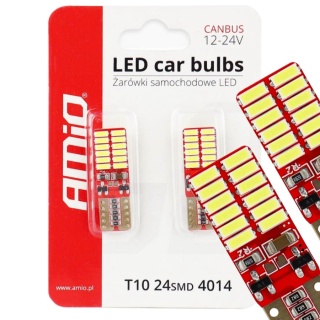 ŻARÓWKI AMIO LED W5W 24SMD 4014 CANBUS