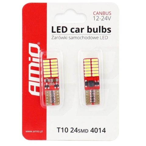 ŻARÓWKI AMIO LED W5W 24SMD 4014 CANBUS ŻARÓWKI AMIO LED W5W 24SMD 4014 CANBUS