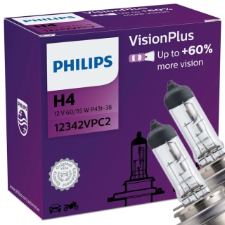 ŻARÓWKI H4 PHILIPS VISIONPLUS +60%