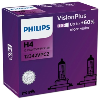ŻARÓWKI H4 PHILIPS VISIONPLUS +60%