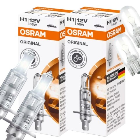 ŻARÓWKI OSRAM H1 ORIGINAL + ŻARÓWKI OSRAM W5W ORIGINAL ŻARÓWKI OSRAM H1 ORIGINAL + ŻARÓWKI OSRAM W5W ORIGINAL