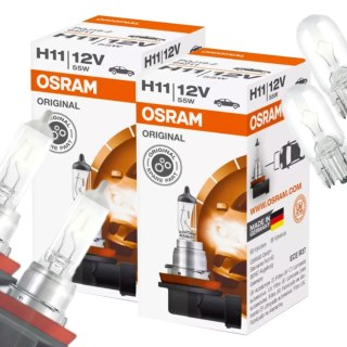 ŻARÓWKI OSRAM H11 ORIGINAL + ŻARÓWKI OSRAM W5W ORIGINAL