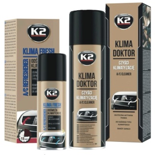 ZESTAW DO ODGRZYBIANIA I CZYSZCZENIA KLIMATYZACJI K2 (KLIMA DOKTOR + KLIMA FRESH CHERRY)