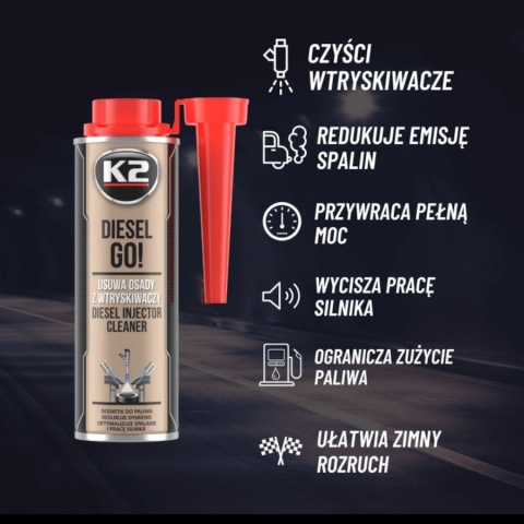 PREPARAT DO CZYSZCZENIA WTRYSKIWACZY W SILNIKU DIESLA DODATEK DO PALIWA K2 DIESEL GO